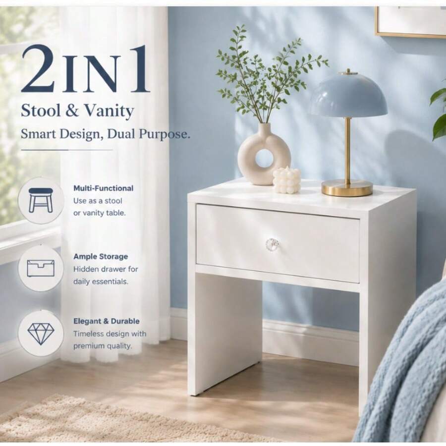 2-In-1 Storage Stool & Nightst - Furniture Hardware Nut review and price