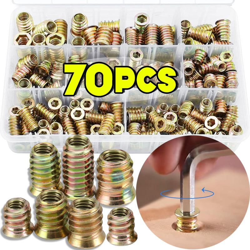 70pcs Threaded Insert Nut E-nu - Furniture Hardware Threaded Inserts review and price