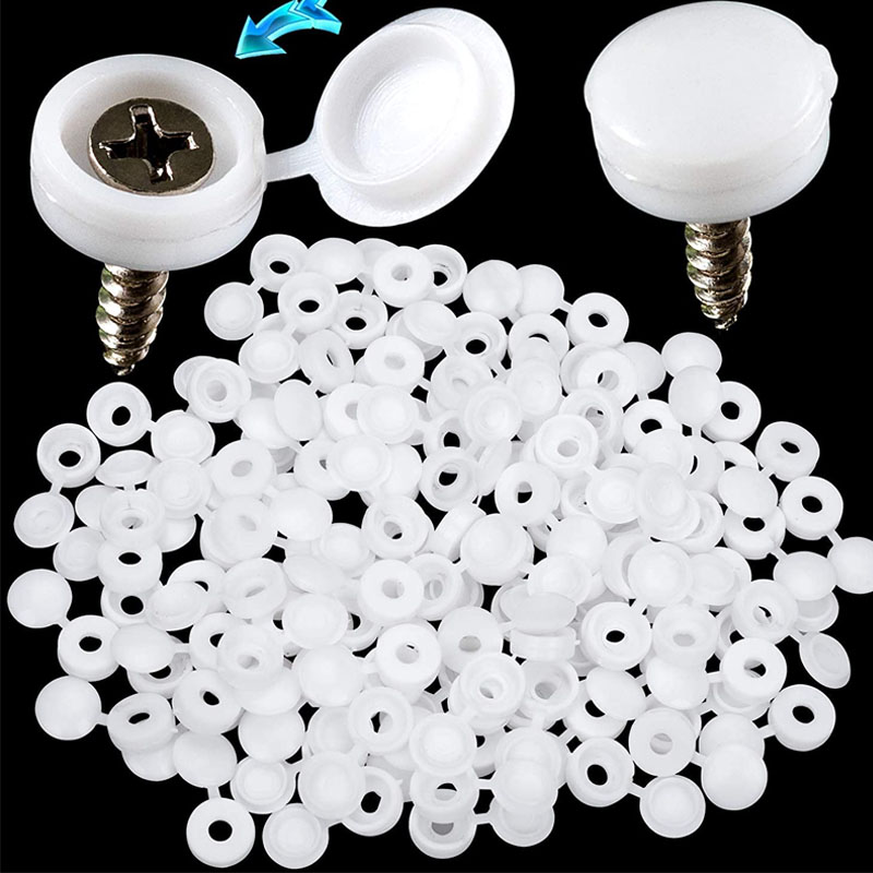 White Hinged Plastic Screw Cap - Furniture Hardware Nut review and price