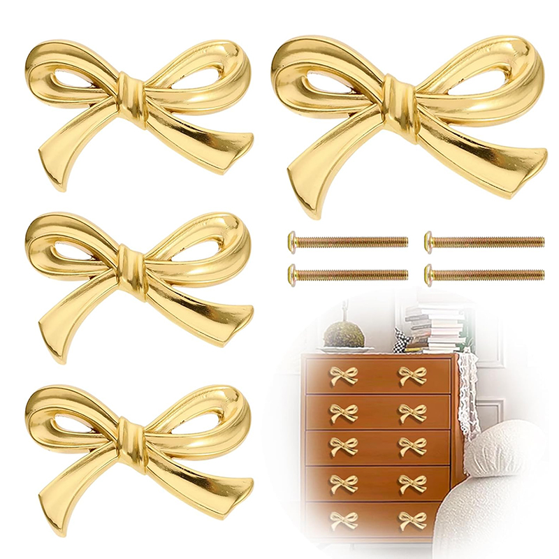 2/4/8Pcs Bow Shape Drawer Knob - Drawer Pull Gold review and price