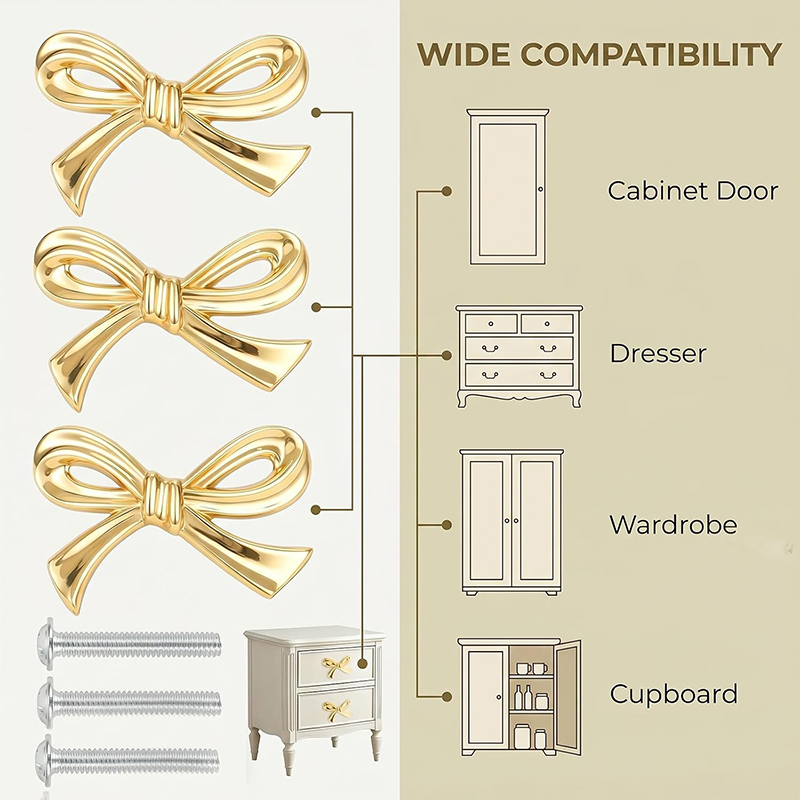 2/4/8Pcs Bow Shape Drawer Knob - Drawer Pull Gold review and price